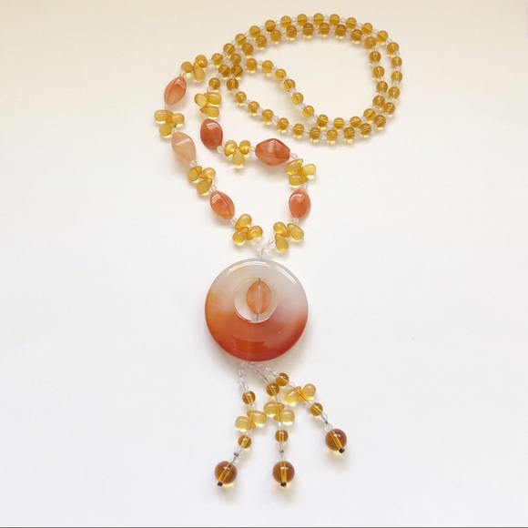 Carnelian Citrine Quartz Tassel Necklace - Picture 5 of 8